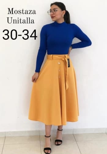 Falda larga color Mostaza talla Unitalla estilo Circular