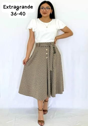 Falda larga color Beige  talla Extragrande  estilo Circular