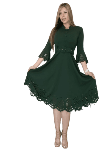 Vestido  largo color Verde botella  talla Extragrande  estilo Circular
