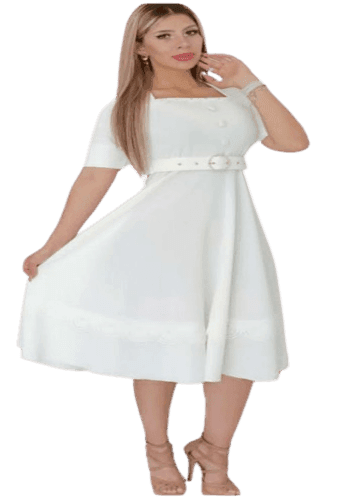 Vestido  largo color Hueso talla Extragrande  estilo Circular