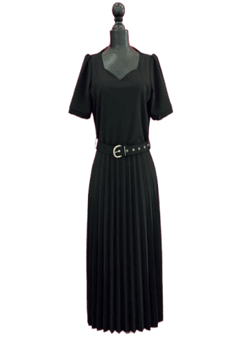 Vestido  largo color Negro talla Grande  estilo Tableado