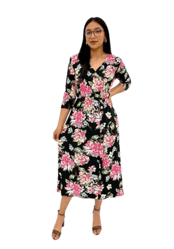 Vestido  largo color Negro talla Extragrande  estilo Recto