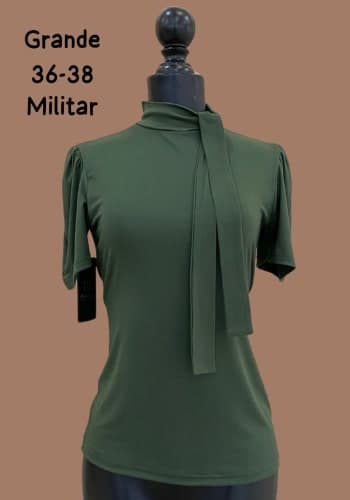 Blusa larga color Verde militar  talla Grande  estilo Moño