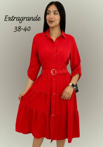 Vestido  largo color Rojo talla Extragrande  estilo Olanes 