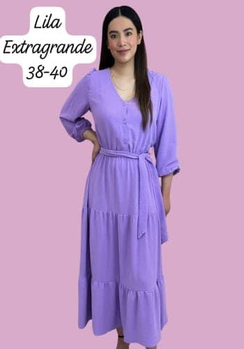 Vestido  largo color Lila talla Extragrande  estilo Doble olan