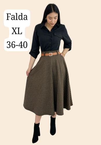 Falda larga color Café  talla Extragrande  estilo Circular