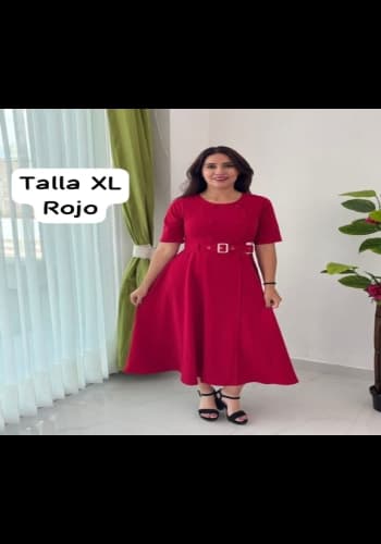 Vestido  largo color Rojo talla Extragrande  estilo Línea A