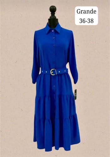 Vestido  largo color Azul rey talla Grande  estilo Olanes 