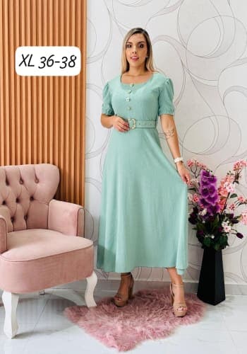 Vestido  largo color Pistache talla Grande  estilo Línea A