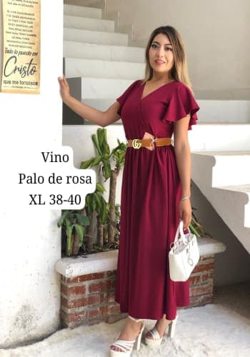 Vestido  largo color Vino talla Extragrande  estilo Recto