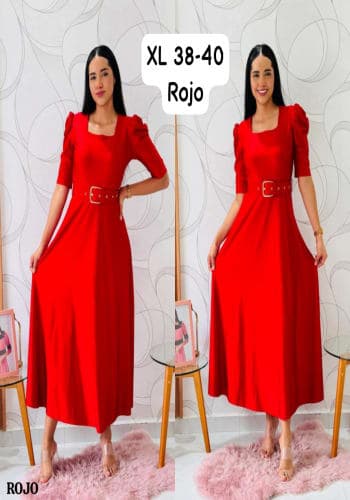 Vestido  largo color Rojo talla Extragrande  estilo Circular