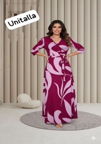 Vestido  largo color Vino talla Unitalla estilo Línea A 