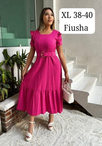 Vestido  largo color Fiusha  talla Extragrande  estilo Campesino