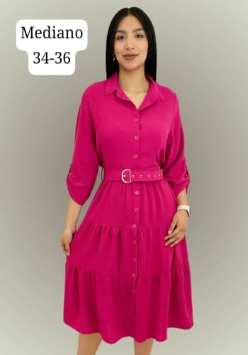Vestido  largo color Fiusha  talla Mediano estilo Olanes 