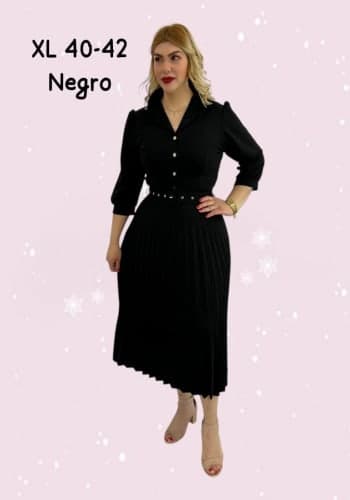 Vestido  largo color Negro talla Extragrande  estilo Tableado