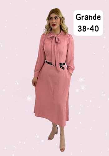 Vestido  largo color Palo de rosa  talla Grande  estilo Línea A