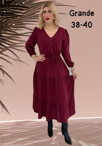 Vestido  largo color Vino talla Grande  estilo Olanes 