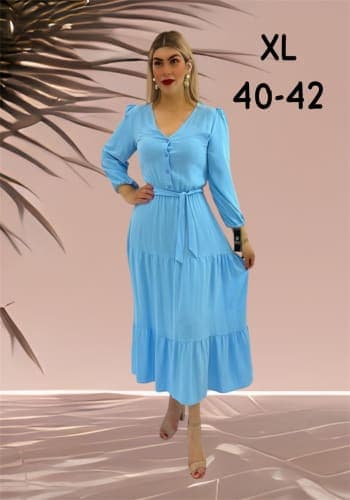 Vestido  largo color Azul cielo talla Extragrande  estilo Olanes 