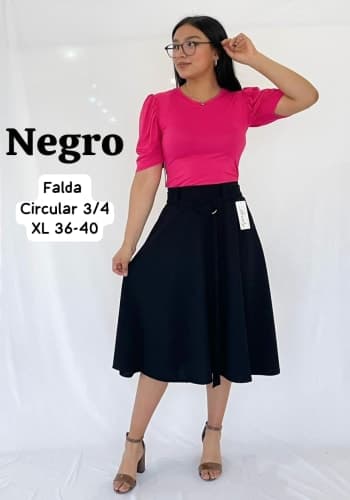 Falda larga color Negro talla Extragrande  estilo Circular