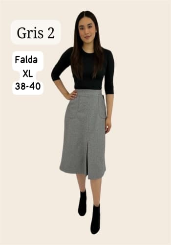 Falda larga color Gris talla Extragrande  estilo Línea A