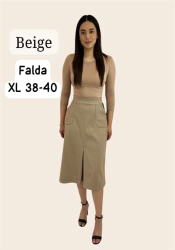 Falda larga color Beige  talla Extragrande  estilo Línea A