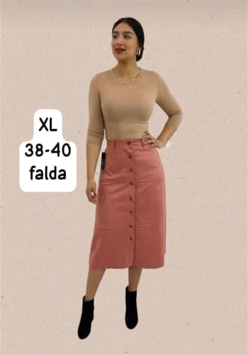 Falda larga color Palo de rosa  talla Extragrande  estilo Recto