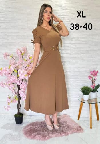 Vestido  largo color Kaki talla Extragrande  estilo Circular