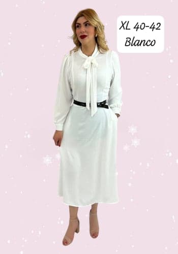 Vestido  largo color Blanco talla Extragrande  estilo Línea A