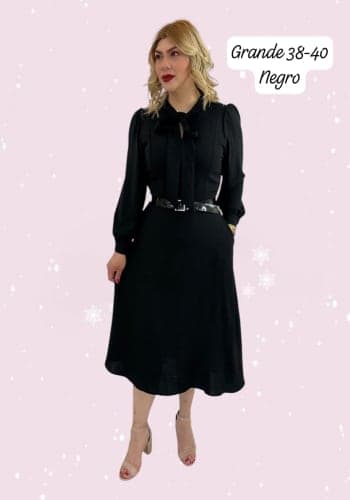 Vestido  largo color Negro talla Grande  estilo Línea A