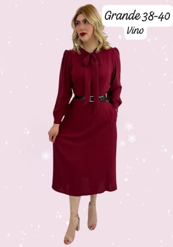 Vestido  largo color Vino talla Grande  estilo Línea A