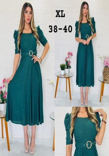 Vestido  largo color Verde botella  talla Extragrande  estilo Circular