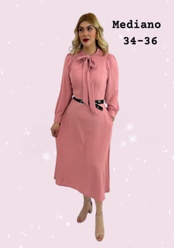 Vestido  largo color Palo de rosa  talla Mediano estilo Línea A