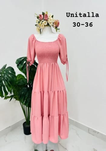 Vestido  largo color Rosa talla Unitalla estilo Olanes 