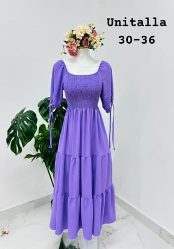 Vestido  largo color Lila talla Unitalla estilo Olanes 