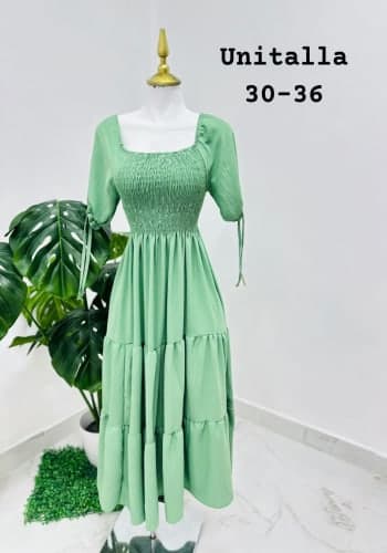 Vestido  largo color Verde talla Unitalla estilo Olanes 