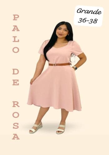 Vestido  largo color Palo de rosa  talla Grande  estilo Circular