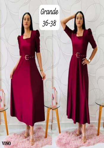 Vestido  largo color Vino talla Grande  estilo Circular