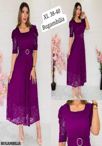 Vestido  largo color Bugambilia  talla Extragrande  estilo Línea A