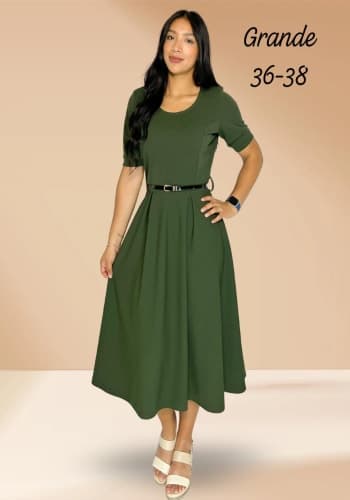 Vestido  largo color Verde militar  talla Grande  estilo Circular